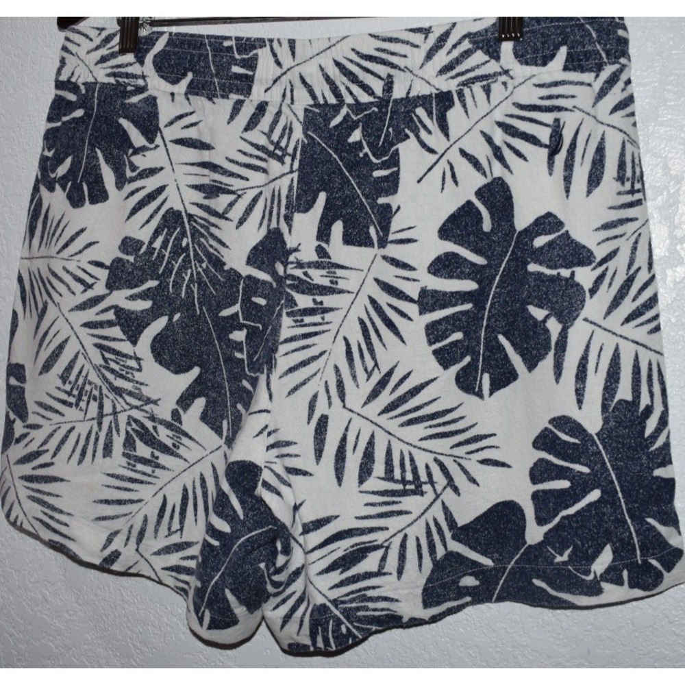 Nautica Womens LARGE Linen Blend Shorts Pull-On Tropical Hawiian Pockets Blue - Picture 16 of 16